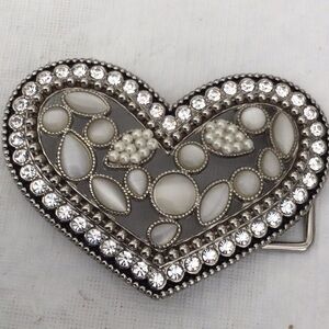 Chic Heart-Shaped Silver & White Color Belt Buckle *